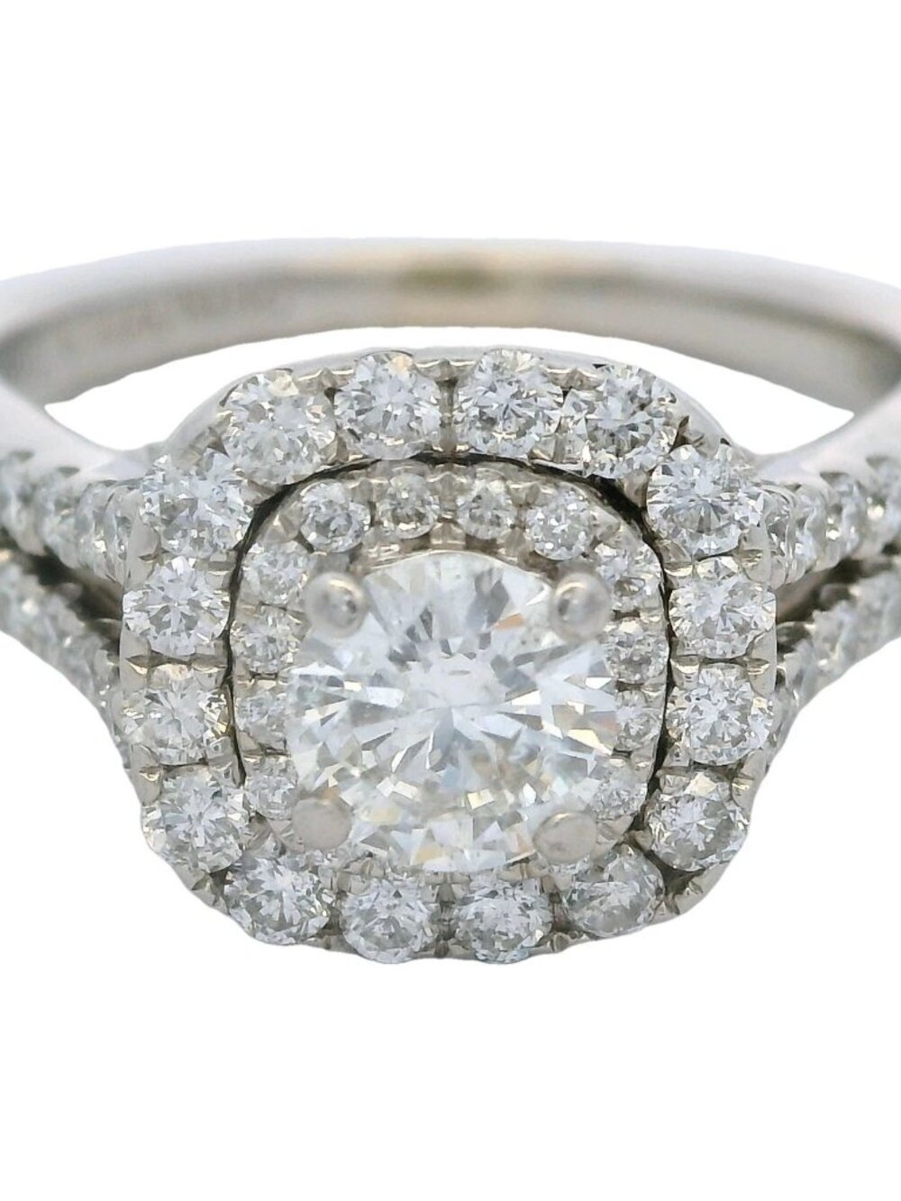 Vera Wang Love 14kt White Gold 1.5ctw Halo Diamond Split Shank Engagement Ring